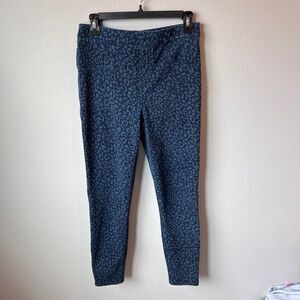 Spanx Cheetah Print Denim Tight Skinny Pants Dark Wash Medium